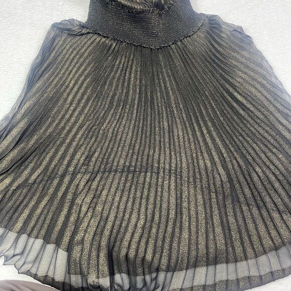 Nanette Nanette Lepore Accordion Pleated Midi Dress Size 4 Black Gold Cocktail - Picture 4 of 16